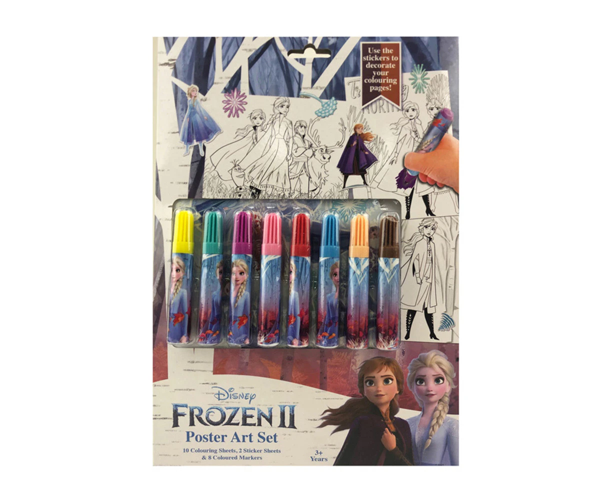 Disney Frozen 2 Poster Art Colouring Sheet Kids/Children Craft Activity Set 3y+