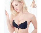 Strapless Backless Invisible Stick on Bra - Push Up Adjustable Drawstring - Nude