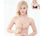 Strapless Backless Invisible Stick on Bra - Push Up Adjustable Drawstring - Nude