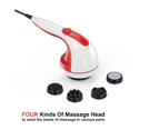Handheld Vibration Massager Red - 4 Interchangeable Heads Adjustable Speed