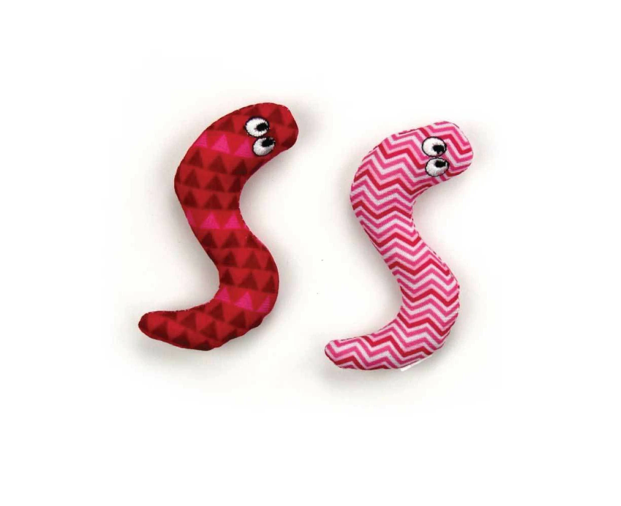 Catnip Cat Toy Surf Snake 9cm - Pet Chase Crinkle Snakes Teaser Toys - Pink