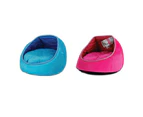 Cat Bed - Monaco Lounge Blue or Pink Fleece Couch Cave Plush Cushion - Blue Lounge