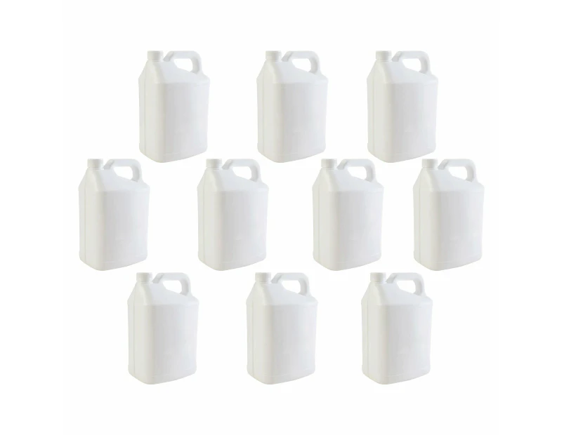 10x 5L White HDPE Plastic Bottles + Tamper Tel Caps - Dangerous Goods Jerry Can