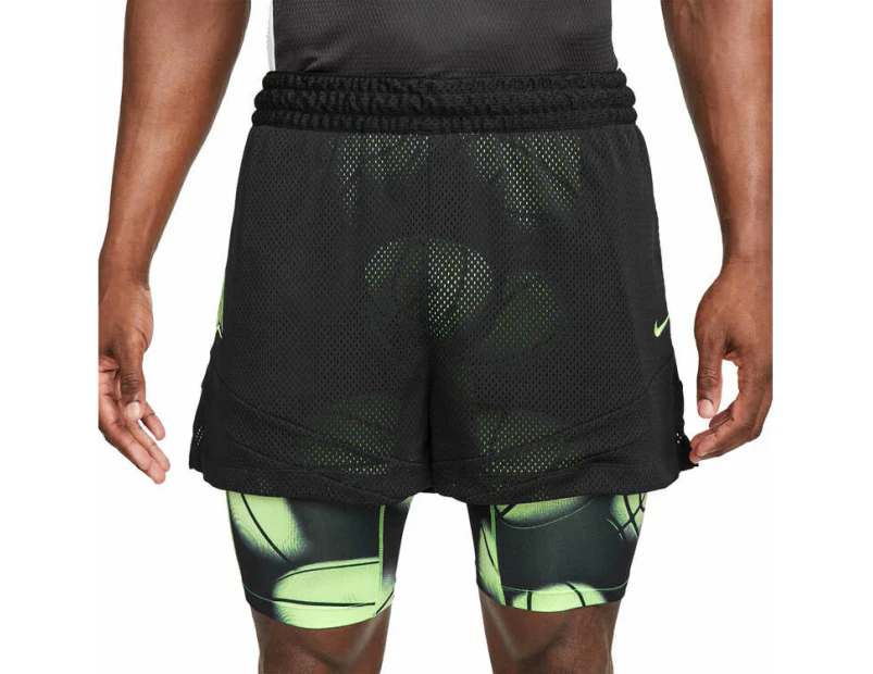 Nike Ja Morant Mens Polyester Dri-FIT 2-in-1 4-inch Basketball Shorts - Black