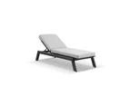 Outdoor Bondi Outdoor Aluminium Sun Lounge - Outdoor Sun Lounges - Charcoal Aluminium with Olefin Light Grey Cushions