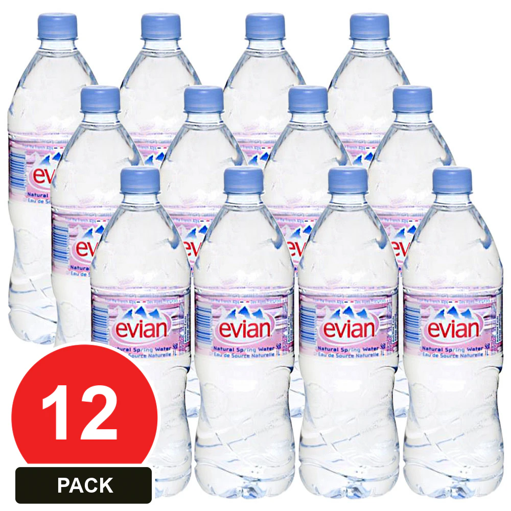 12 Pack, Evian 1l Mineral Water