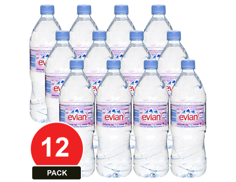 12 Pack, Evian 1l Mineral Water