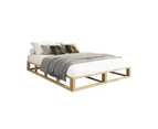 Oikiture Bed Frame Queen Size Wooden Bed Base Platform Cage-like Base