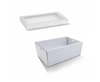 30 X White Disposable Catering Grazing Boxes Trays With Clear Frame Lids - Small - White
