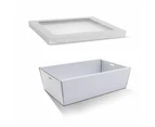 100 X White Disposable Catering Grazing Boxes Trays Clear Frame Lids - Medium - White