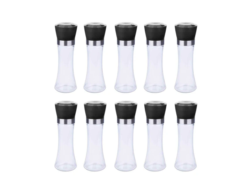 10x 180ml Glass Salt or Pepper Grinder 18cm - Adjustable Ceramic Core Tall Mill
