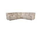 6 Seater Sectional Genuine Leather Recliner Sofa with 2 Power Slides