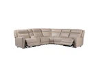 6 Seater Sectional Genuine Leather Recliner Sofa with 2 Power Slides