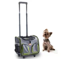 Pet Trolley Dog Cat Puppy Travel Wheeled Cart Portable Foldable Carrier Green