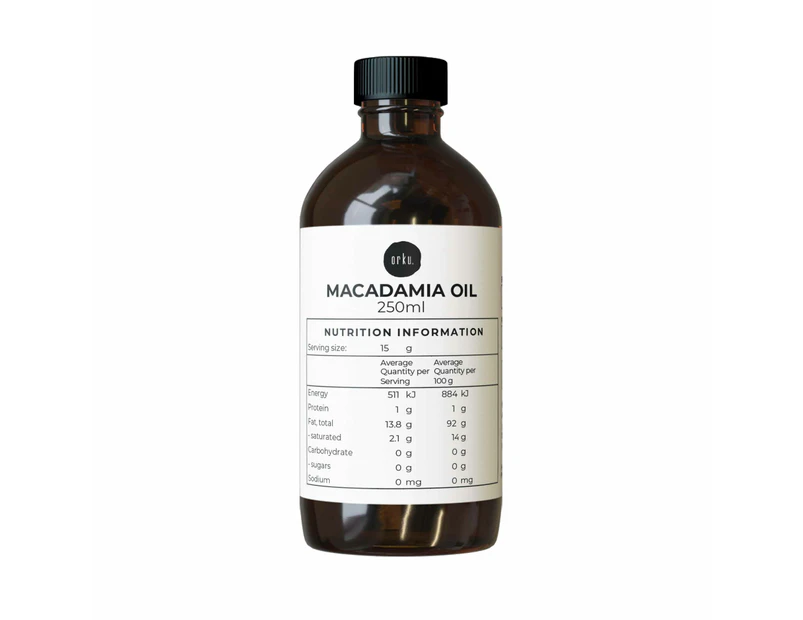 250ml Macadamia Oil - Natural Cold Pressed Food Grade 100% Pure Cooking Oils