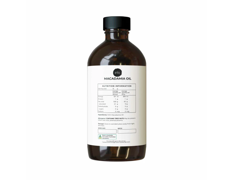 500ml Macadamia Oil - Natural Cold Pressed Food Grade 100% Pure Cooking Oils