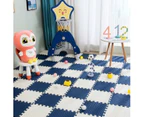 BabiesMart SoftSteps Play Mat Safe, Thick & Non-Slippery For Baby Playpen - Dark Blue + White