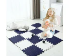 BabiesMart SoftSteps Play Mat Safe, Thick & Non-Slippery For Baby Playpen - Dark Blue + Grey + White