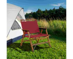 Costway Foldable Camping Chair Bamboo Patio Chair w/Armrest Hiking Fishing Picnic Beach Red