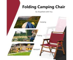 Costway 2PCs Foldable Camping Chairs Bamboo Patio Chair w/Armrest Hiking Fishing Picnic Beach Red