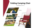 Costway Foldable Camping Chair Bamboo Patio Chair w/Armrest Hiking Fishing Picnic Beach Red