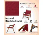 Costway Foldable Camping Chair Bamboo Patio Chair w/Armrest Hiking Fishing Picnic Beach Red