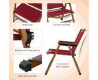 Costway Foldable Camping Chair Bamboo Patio Chair w/Armrest Hiking Fishing Picnic Beach Red