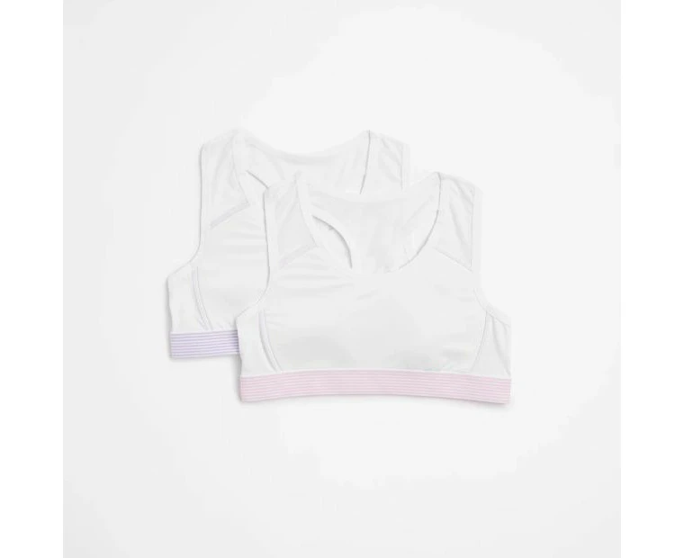 Girls Racerback Crop Tops 2 Pack - Maxx - White