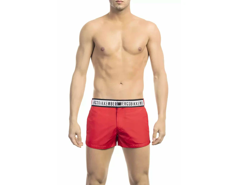 Bikkembergs Red Micro Swim Shorts with Contrast Band - XL