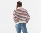 Tommy Jeans Women's Multi Plaited Sweater - Snow White/Multi
