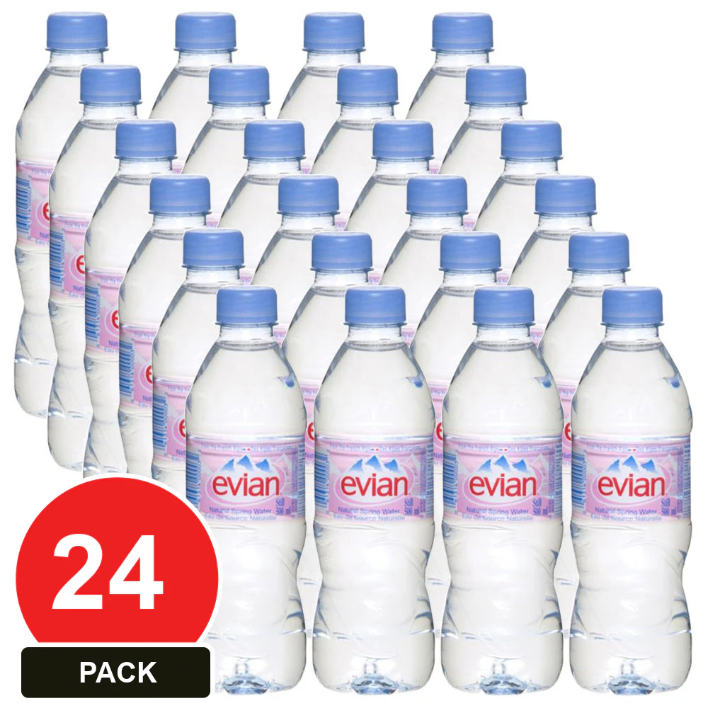 Evian Natural Mineral Water, 24 x 500ml Bottles