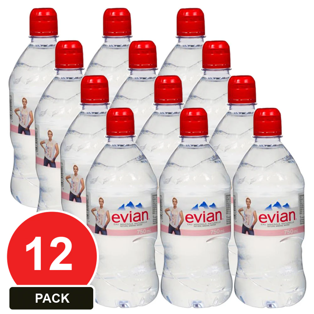 Evian Natural Mineral Water, 12 x 750ml Bottles