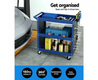 3-Tier Tool Trolley Cart Workshop Wheel Mobile Work Mechanic Storage Blue