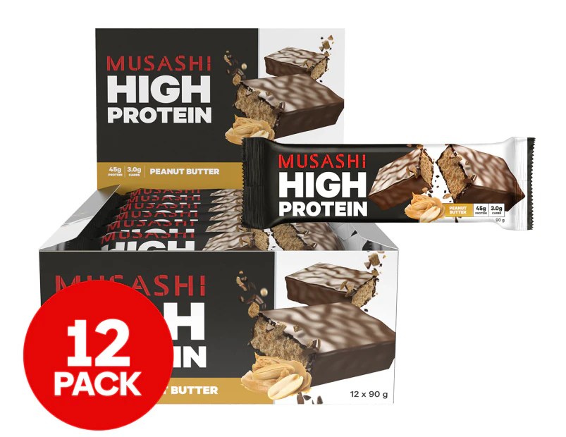 12 x Musashi High Protein Bar Peanut Butter 90g