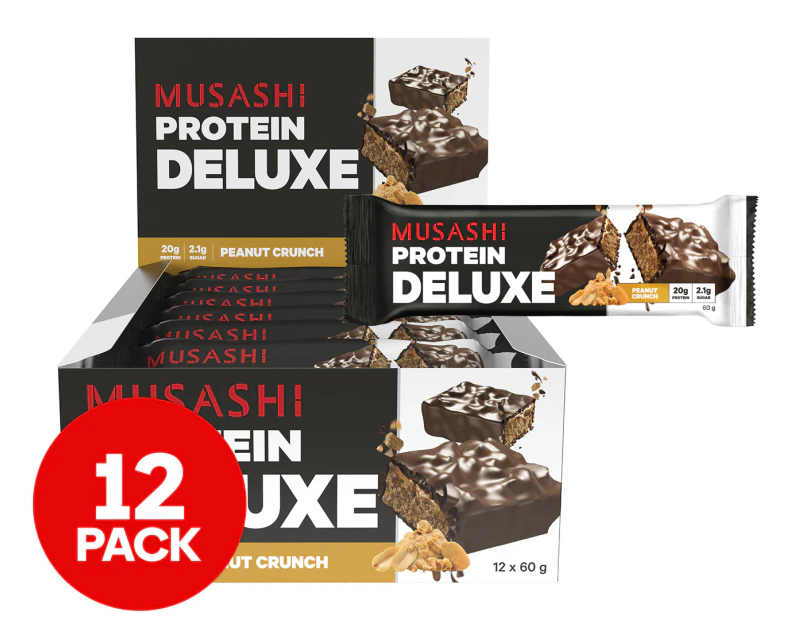 12 x Musashi Deluxe High Protein Peanut Crunch Bar 60g