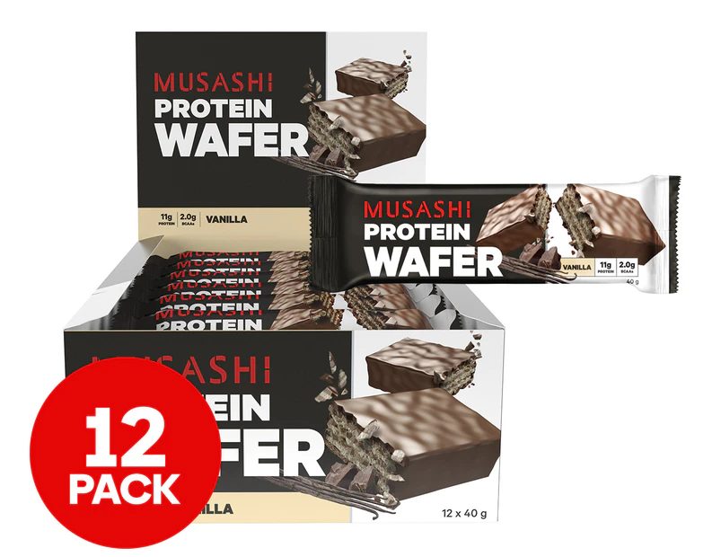 12 x Musashi Protein Wafer Vanilla 40g