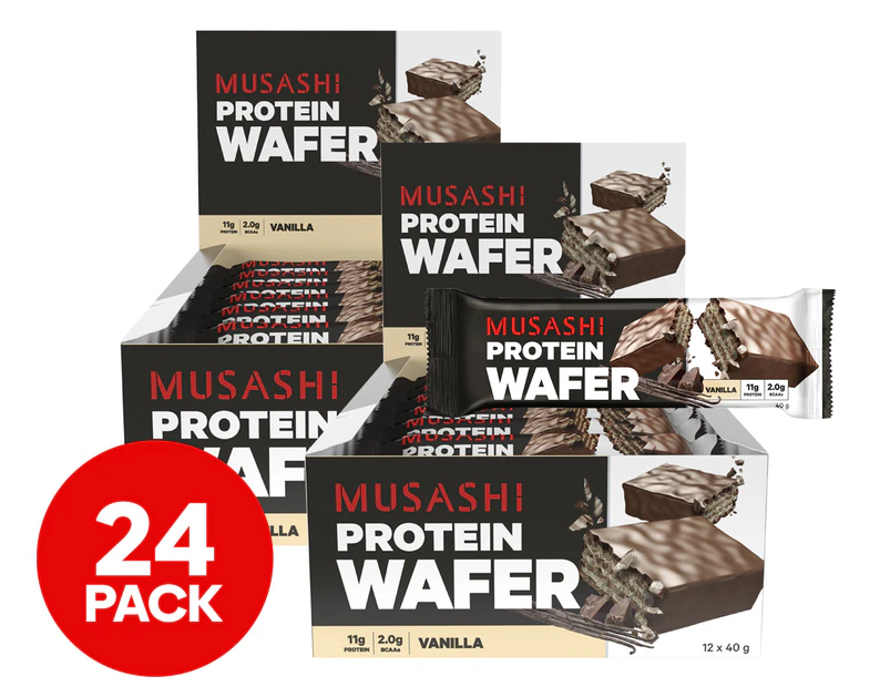 2 x 12pk Musashi Protein Wafer Vanilla Bar 40g