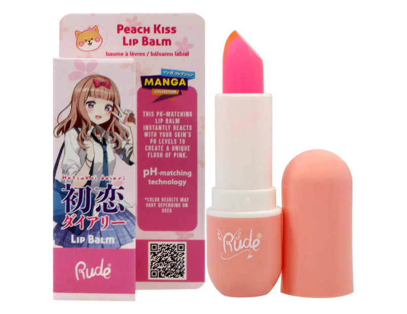 Manga Collection Lip Balm - Peach Kiss by Rude Cosmetics for Women - 0.123 oz Lip Balm