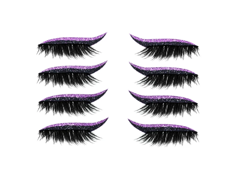Gotofar 4 Pairs/Set Eyeliner Sticker Convenient Easy to Remove Plastic Makeup Eye Lashes Eyeliner Sticker for Halloween - Purple