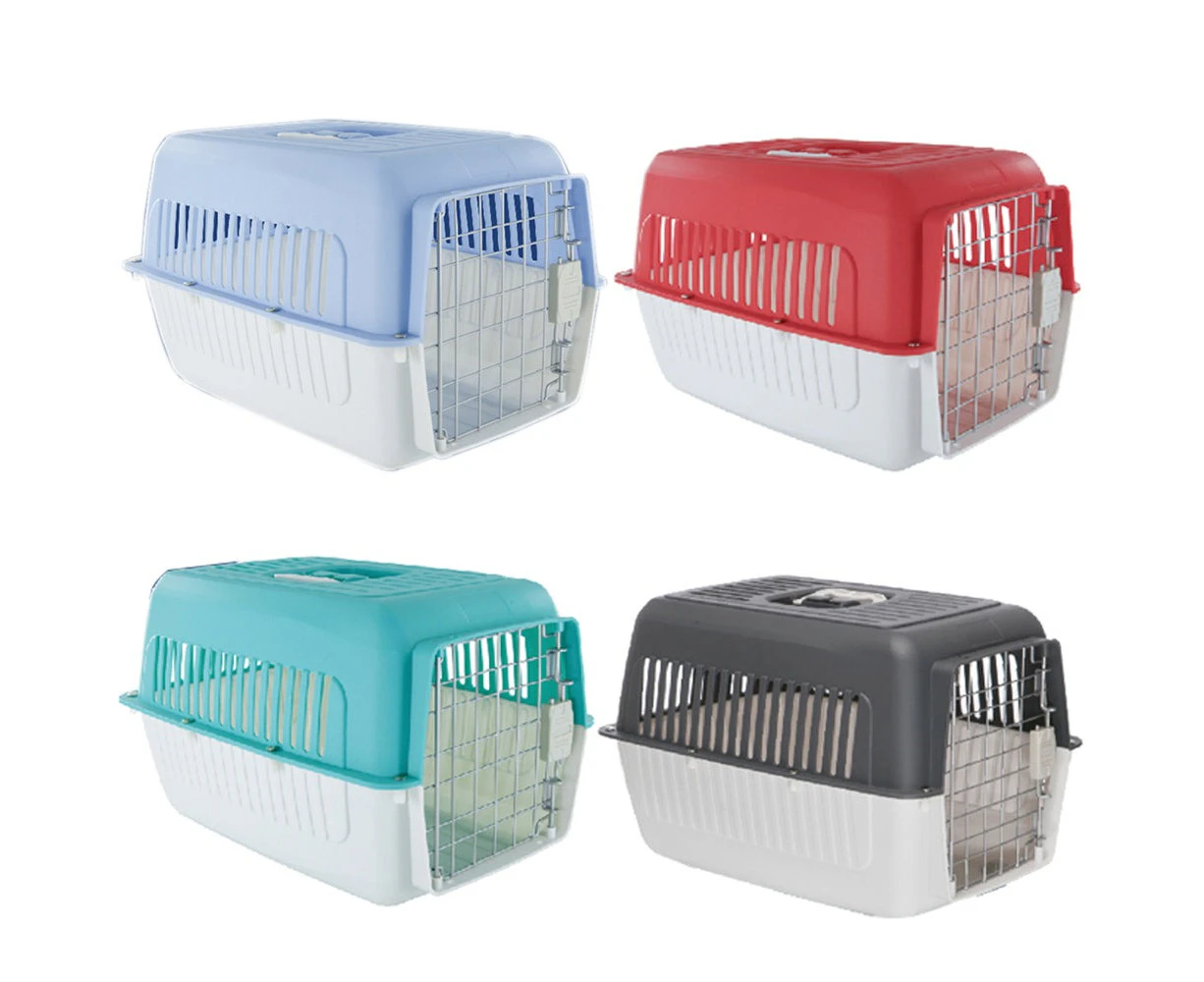 Portable Dog Cat Pet Pets Carrier Travel Cage w Front Doors House Kennel