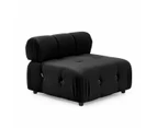 Foret 6 Seater Sofa Modular Arm Ottoman Tufted Velvet Lounge Couch Chaise Black