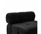 Foret 6 Seater Sofa Modular Arm Ottoman Tufted Velvet Lounge Couch Chaise Black