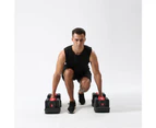 Fitness Master 25KG Adjustable Dumbbell Set Home GYM Exercise Equipment Anti rolled Red Wws