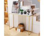 100cm Natural Sintered Stone Console Table Narrow Entry Hallway Table Gold Frame