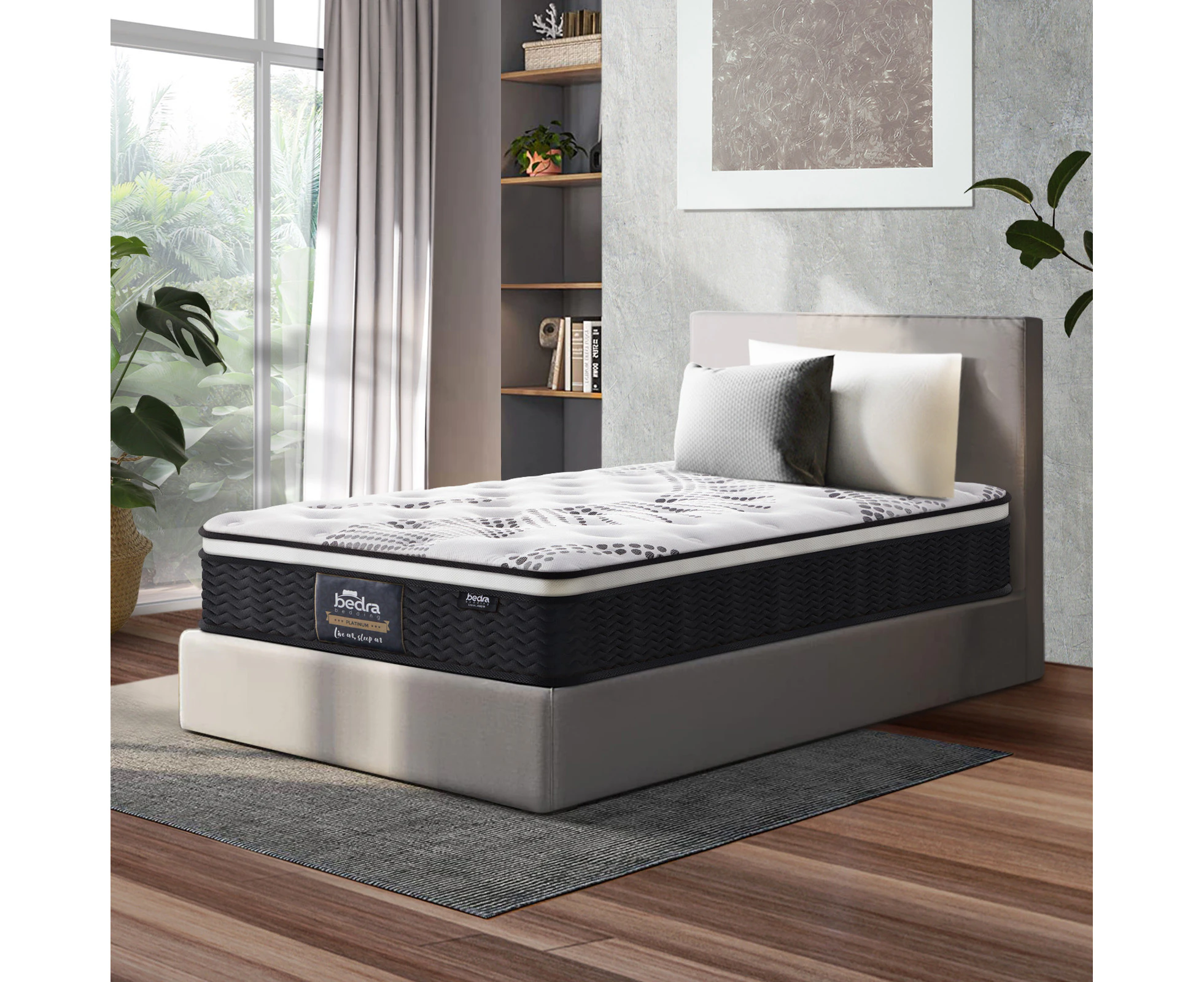 Bedra Single Mattress Cool Gel Foam Euro Top Bed Pocket Spring Medium Firm 22cm