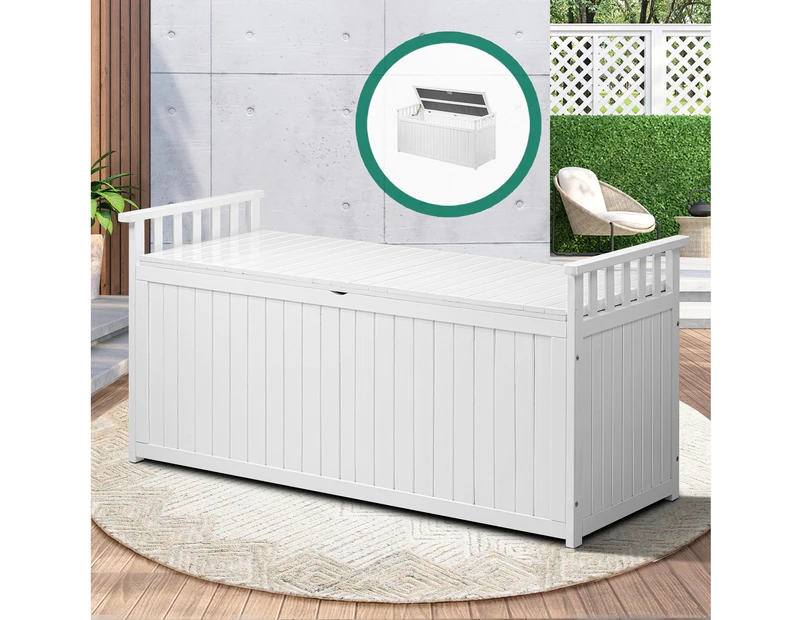 Livsip Outdoor Storage Box Garden Bench Wooden Container Cabinet 500L White