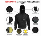 RIDERACT® Motorcycle Hoody Black Men Reinforced Motorbike Hoody Biker Hoodie Protective Gear For Men