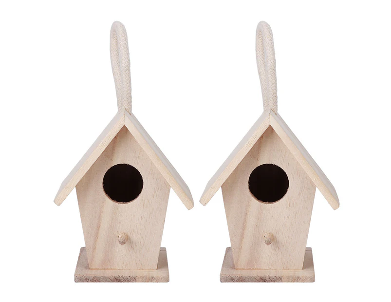2PCS Wooden Bird House Hanging Nesting Box for Outdoor Garden Patio Decorative Accessories