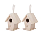 2PCS Wooden Bird House Hanging Nesting Box for Outdoor Garden Patio Decorative Accessories