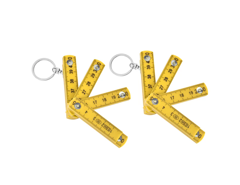 2Pcs ABS Folding Ruler Portable 0.5m Foldable Ruler with Key Ring for Carpentry Laying TilesYellow
